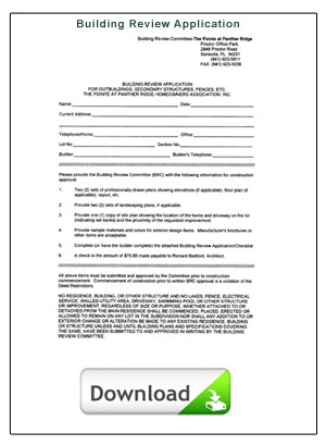 The Pointe Building Review Application (Out Buildings, Secondary Structures, Fences etc.)